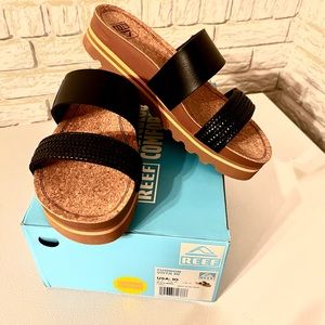 Reef Cushion Vista HI Braid Black Sandal worn once! Original box Size 10